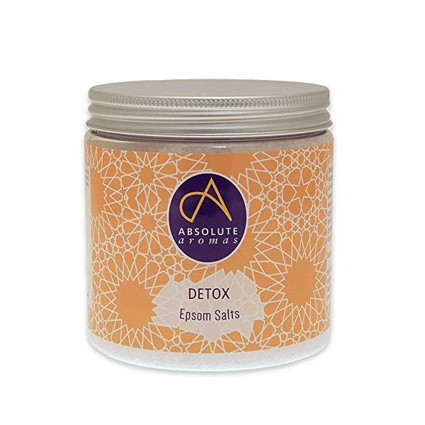 Absolute Aromas Sels de Bain Epsom Detox 575g - Sulfate de Magnésium Infusé avec des Huiles Essentielles 100% Pures de Genièv
