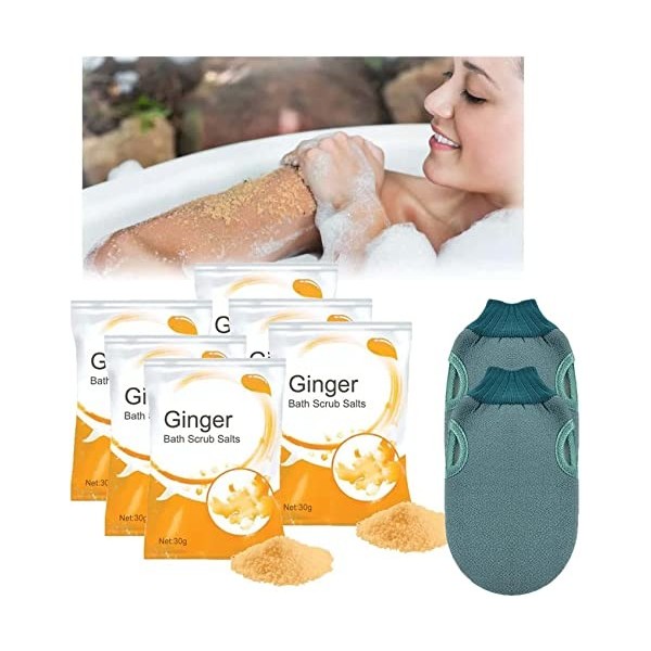 Sel de bain lymphatique au gingembre brûlant, sels de bain au gingembre détox lymphatique, sel de bain exfoliant, sels de bai