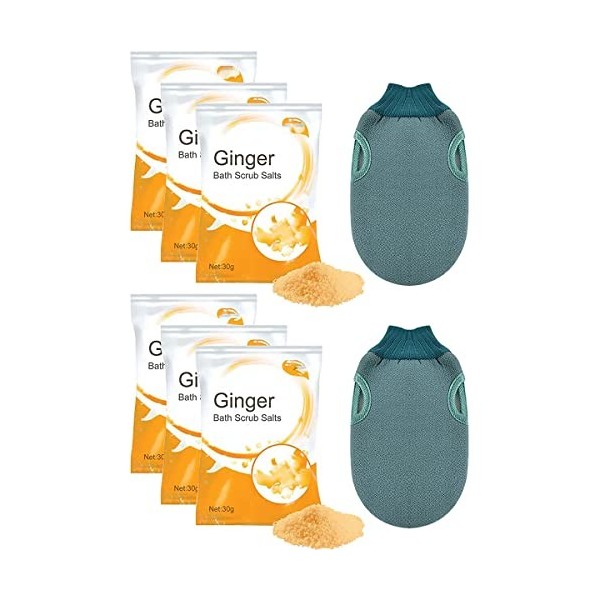 Burning Lot de 3 sels de bain lymphatique au gingembre, sel de bain lymphatique détox lymphatique pour le bain au gingembre, 