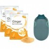 Burning Ginger Lot de 3 sels de bain lymphatique détox lymphatique au gingembre, sels de bain exfoliants pour femme et homme 