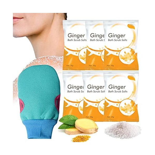 3/6PCS Lymphatic Detox Ginger Bath Salts - Ginger Bath Scrub Salts, Lymphatic Drainage Ginger Bath Salts for Women Relaxing O