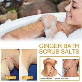 Ensemble de Gommage au Sel de Bain, Sels de Bain avec Gant Exfoliant, Sels de Gommage au Gingembre Détox Nettoyants en Profon