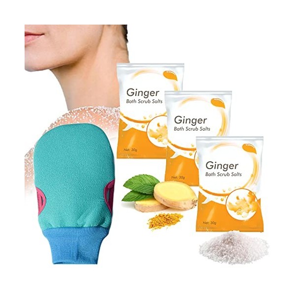 MUUNY Lymphatic Detox Ginger Bath Scrub Salts, Lymphatic Detox Bath Salts, Bath Salt Ginger, Ginger Bath Scrub Salts, Ginger 