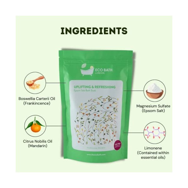 Eco Bath Uplifting and Refreshing Epsom Salt Bath Soak- Pouch 500g