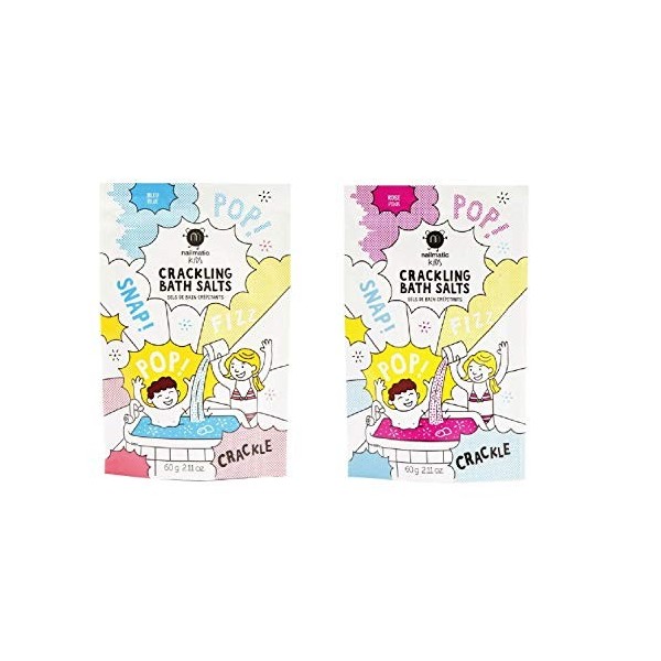 Nailmatic - Lot de 2 Sachets de Sels de Bain Crépitants Kids - 60g Chacun - Rose/Bleu