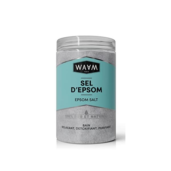 WAAM Cosmetics – Sel d’Epsom – 100% pur et naturel – Sel purifiant et relaxant – Sel de bain – 400g