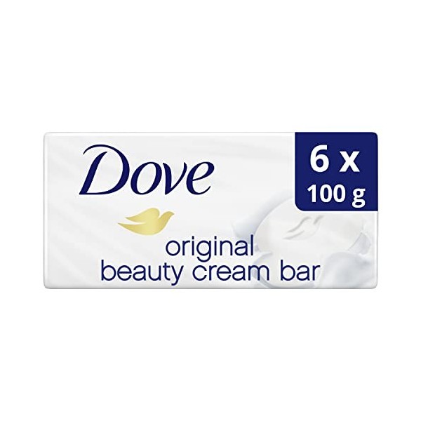 Dove Savon Pain de Toilette Antibactérien Original, Pour une peau douce et hydratée, Agents nettoyants doux Lot de 6x100g 