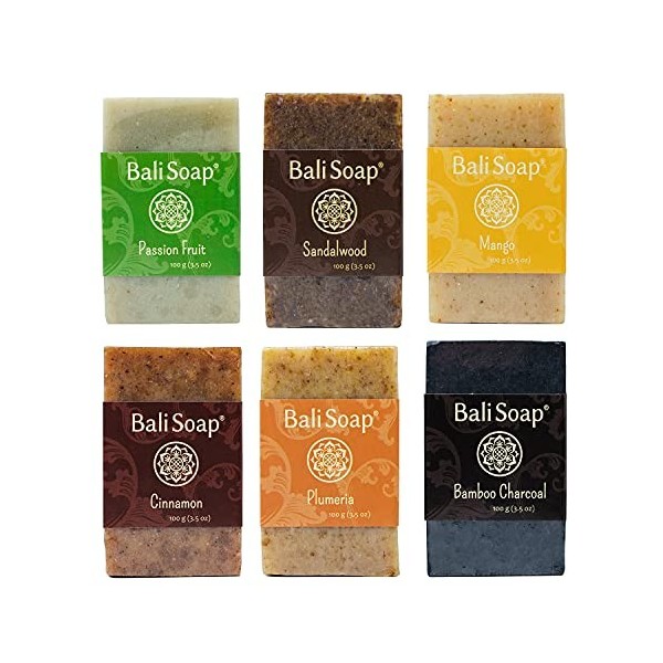 Bali Soap - Barre de Savon Naturelle Pour Homme et Femme - Coffret Cadeau de 6 Pièces, Savons Pour le Visage et le Corps, 100