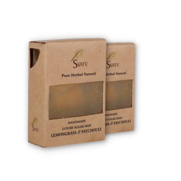 SVATV Handmade savon with natural, soothing herbs of Lemongrass & Patchouli, Moisturized skin - Traditional Ayurvedic Herbal 