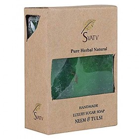 SVATV Handcrafted savon with Neem & Tulsi | Soothing Herbs | Moisturized skin - Traditional Ayurvedic Herbal body savon bars 