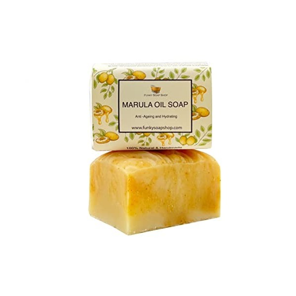 Funky Soap Marula Africas Miracle Huile Savon, 100% Naturel Artisanal, 1 Barre de 65g