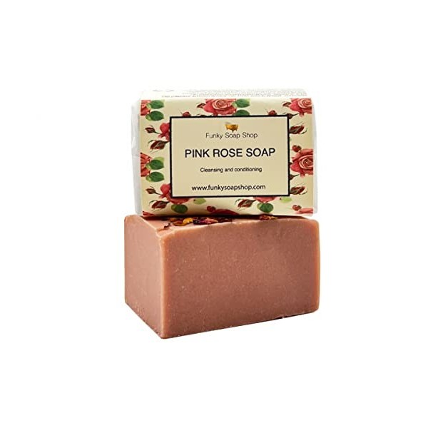 Funky Soap Rose Doux Rose Après-shampooing Savon, 100% Naturel Artisanal, 1 Barre de 65g