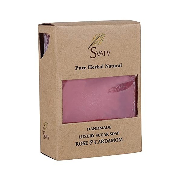 SVATV Handmade savon with natural, soothing herbs of Rose & Cardamom Moisturized - Traditional Ayurvedic Herbal body savon ba