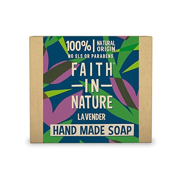 Faith in Nature Savon Main Naturel Lavande, Nourissant, Végan et Respectueux des Animaux, Sans Parabènes et Sans SLS, 100g