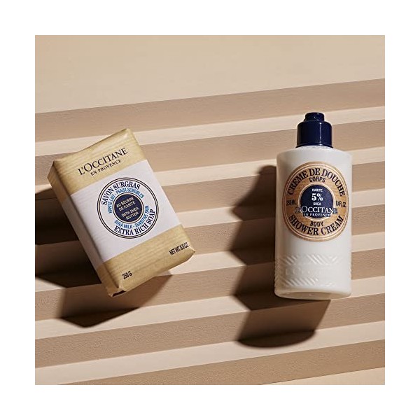 LOCCITANE Savon solide extra riche au lait de karité - 250 g - Savon de luxe au beurre de karité - Doux et hydratant