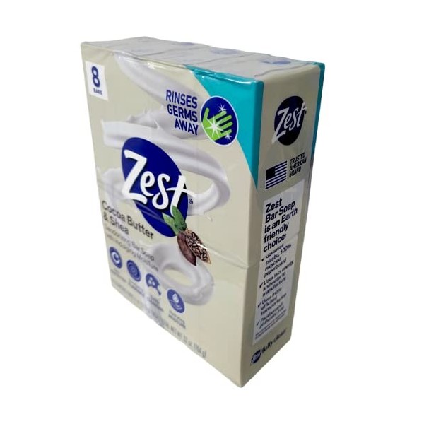 Zest 8-bar de bain Taille Savon, crème au beurre de cacao et de Karité, 113,4 gram lot de 2 