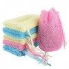 Linkidea Lot de 6 sacs à savon en maille exfoliante en nylon avec cordon de serrage pour le bain et la douche