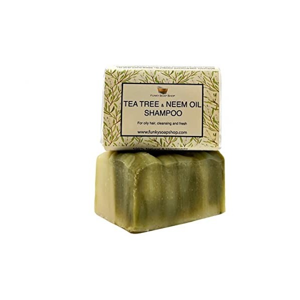 Funky Soap Arbre de Thé& Huile de Margousier Barre de Shampooing, 100% Naturel Artisanal, 1 Barre de 65g