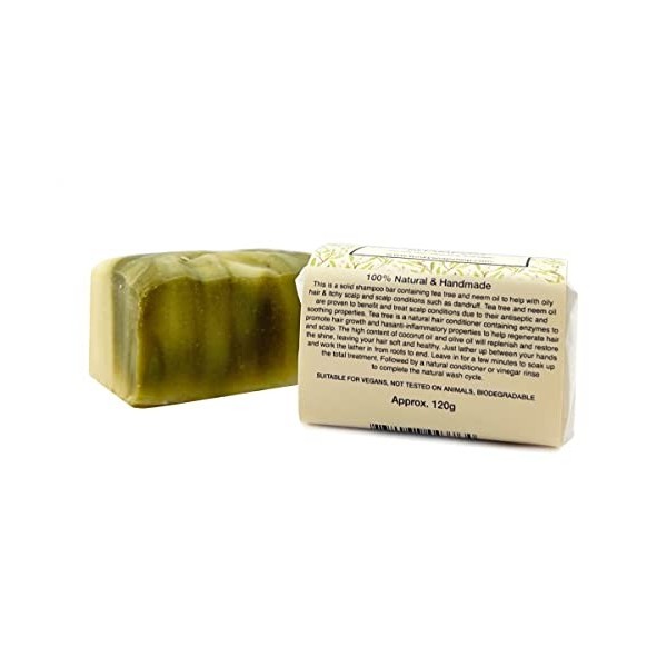 Funky Soap Arbre de Thé& Huile de Margousier Barre de Shampooing, 100% Naturel Artisanal, 1 Barre de 65g