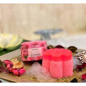 Rose Savon naturel fait main avec huiles de noix de coco et de rose, glycérine végétale, peau sèche et sensible, apaisante, n