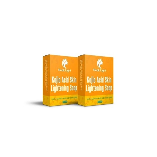 Lot de 4 savons pour la peau à lacide kojique léger de 65 g – Barre pour le visage cible les taches sombres – Soigne douceme