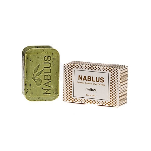 Nablus Soap - Le Savon Nablus À LHuile DOlive Sauge, idéal pour les peaux sensibles, ne contient pas dhuile de palme, hypo