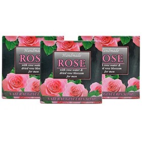 Barres de Savon Naturel Artisanal RoseMen 3x60g, Notes Fraîches, Chyprées et Aquatiques, Savon Glycérine Hydratant et Apaisan