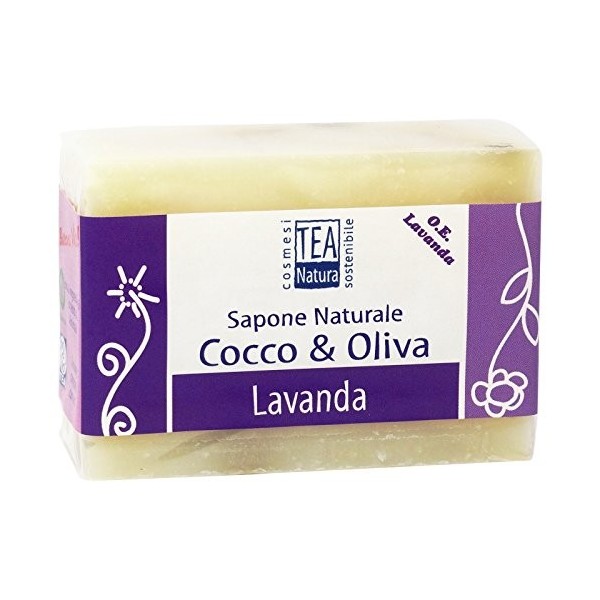 TEA NATURA - Savon Naturel dOlive & Coco à la Lavande - Parfait pour Visage, Mains et Corps - Propriétés apaisantes et émoll