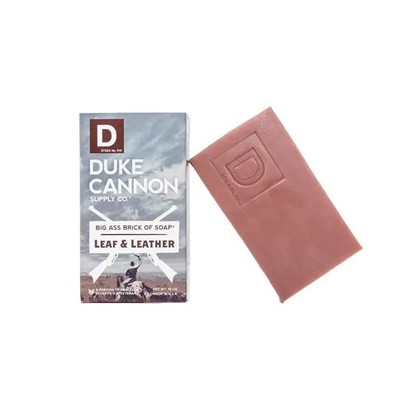 Duke Cannon « Big Brick of Soap Leaf & Leather » - Cuir végétalien - 284 ml - Marron rouge - 1 bar - Sans cruauté envers les 