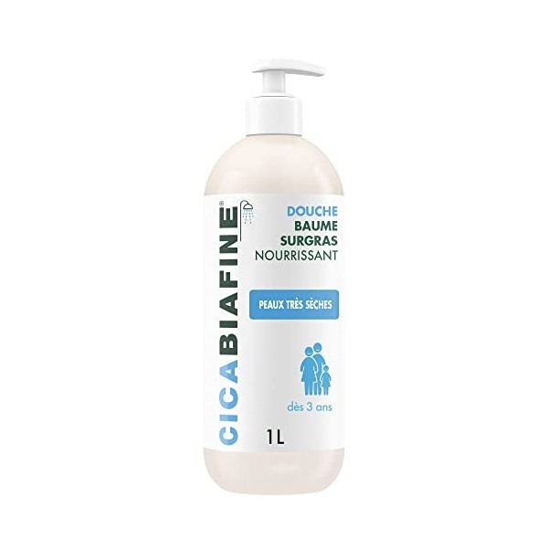 Cicabiafine Baume Douche Surgras Nourrissant, Peaux Très Sèches, Flacon pompe de 1L