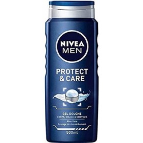 NIVEA MEN Gel douche 3-en-1 Protect & Care 1 x 500 ml , Gel douche homme à l’aloe vera, Soin nettoyant pour homme visage, co
