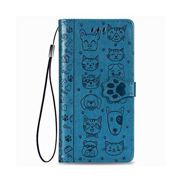 Miagon PU Cuir Portefeuille pour Xiaomi Redmi Note 10 Pro,Chat Chien Animal Gaufrage Flip Cover Étui à Rabat Magnétique Case 