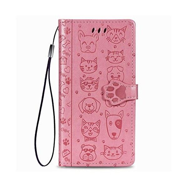 Miagon PU Cuir Portefeuille pour Xiaomi Redmi Note 10 Pro,Chat Chien Animal Gaufrage Flip Cover Étui à Rabat Magnétique Case 