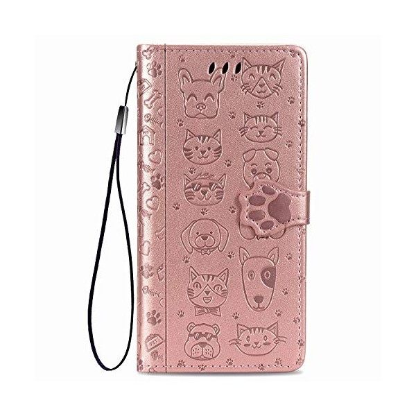 Miagon PU Cuir Portefeuille pour Xiaomi Redmi Note 10 Pro,Chat Chien Animal Gaufrage Flip Cover Étui à Rabat Magnétique Case 