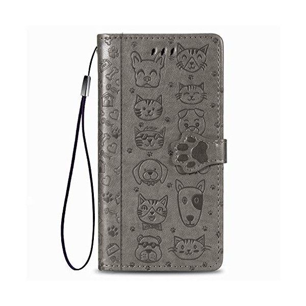 Miagon PU Cuir Portefeuille pour Xiaomi Redmi Note 10 Pro,Chat Chien Animal Gaufrage Flip Cover Étui à Rabat Magnétique Case 