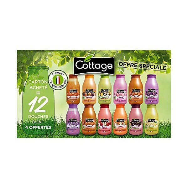 Cottage Offre Spéciale Douches Lait Hydratantes 250 ml + Gommage 270 ml - Lot de 12