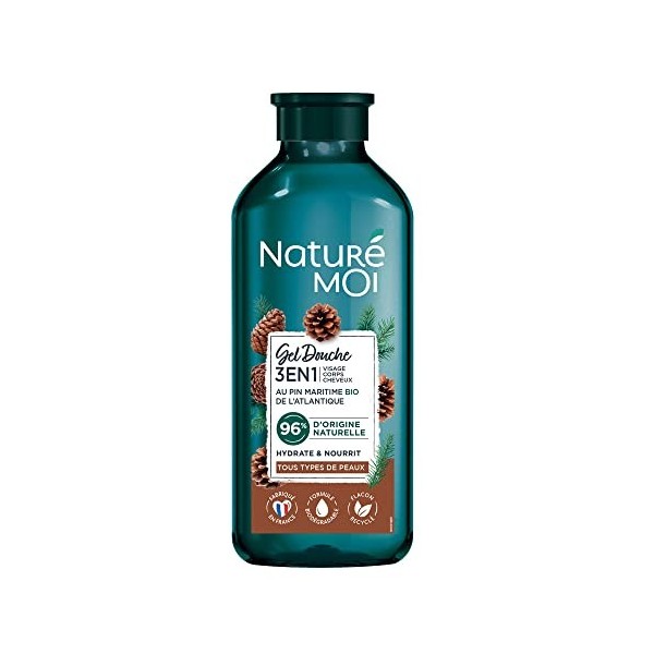 Naturé Moi - Gel Douche 3 en 1 - Visage, Corps, Cheveux - Hydrate et Nourrit - Tous Types de Peaux - Pin Maritime Bio - 96% d