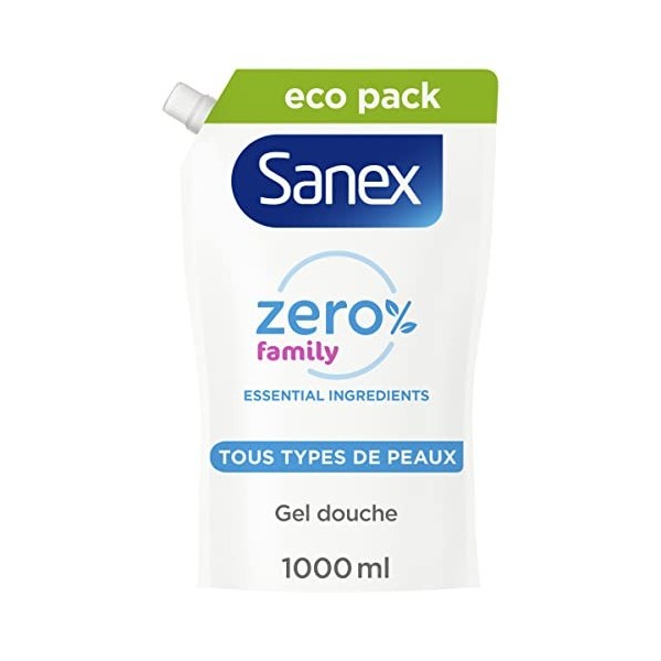 SANEX - Gel douche Hydratant Zéro % - Tous Types de Peau - Eco-Recharge Gel Douche - 1000 ml