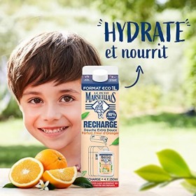 Le Petit Marseillais Eco-recharge Crème de Douche Extra Doux Fleur dOranger, 1 x 1L lemballage peut varier 
