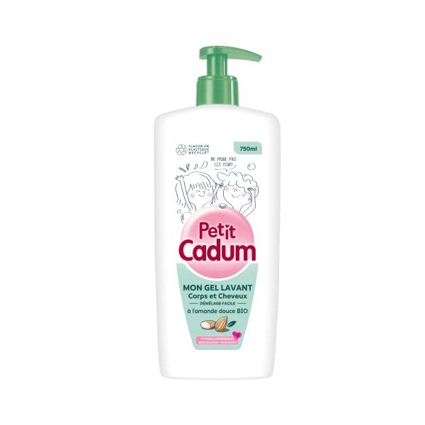 Petit Cadum Gel Lavant Corps et Cheveux Démêlage Facile à lAmande Douce Bio