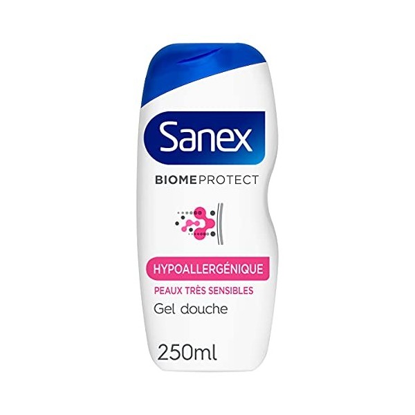 Sanex Biomeprotect Dermo Hypoallergénique Gel Douche Prébiotique Respectueux du Microbiome Cutané 250 ml, 1 Unité