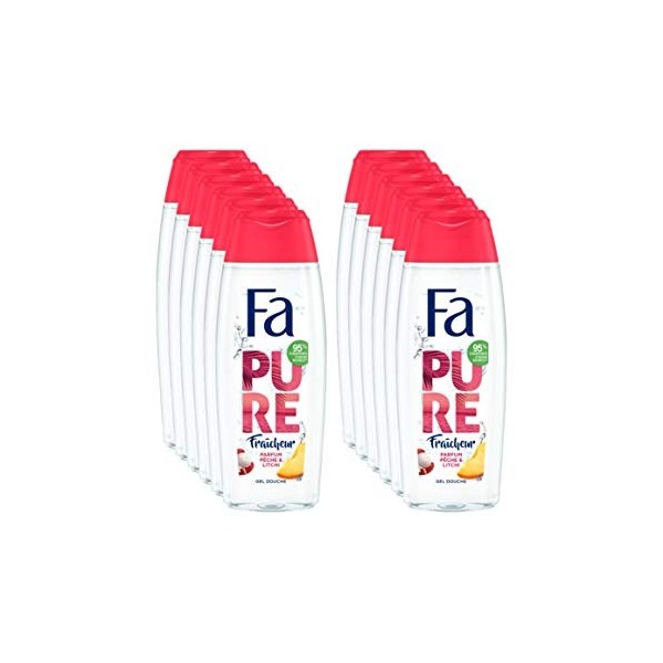 Fa Gamme Pure Fraîcheur - Pack de 12 Gels Douche Pêche & Litchi - 12 x 250 ml