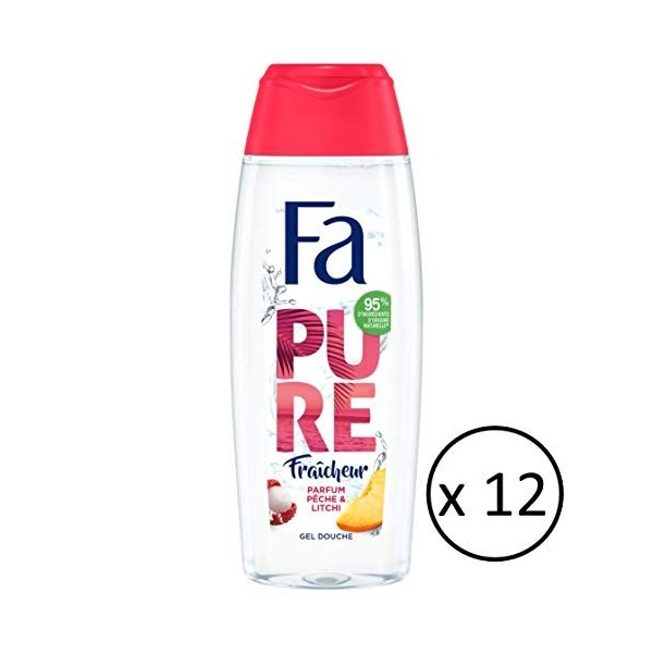 Fa Gamme Pure Fraîcheur - Pack de 12 Gels Douche Pêche & Litchi - 12 x 250 ml