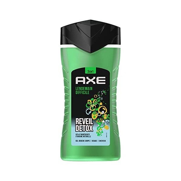 Axe Gel Douche Homme 3en1 Lendemain Difficile, Corps Visages et Cheveux,Parfums dagrumes, Boost dénergie, 250ml