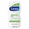 SANEX - Gel douche Zéro % Kids - Gel Douche Enfant - Corps et Cheveux - Biodégradable et Vegan - 475 ml