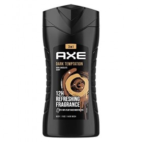 Axe Dark Temptation Gel Douche Homme, Fraîcheur & Propreté, Parfum Unique au Chocolat Noir, 250ml