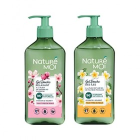 Naturé Moi - Lot de 2 - Gel douche des îles à la fleur de tiaré bio de Polynésie Française et Gel douche Relaxant à la fleur 