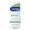 Sanex - Gel Douche Sanex Zéro% Tous Types de Peaux Essential Ingredients - Bouteille 100% Recyclée - Lot de 6 X 250 ml