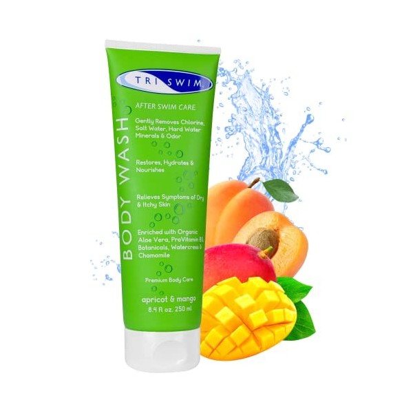 TRISWIM Gel douche anti-chlore | Soins de la peau après la baignade | Gel Douche Vegan Hydratant Anti-Chlore Pour Nageurs | P