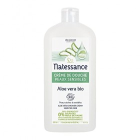 Natessance - Crème De Douche Aloe Vera - Peaux Sensibles - Certifié Bio Cosmos Organic - Flacon 100% végétal - 500 ml
